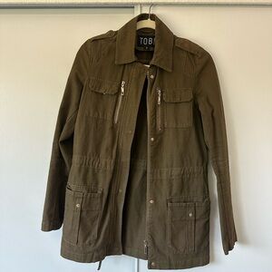 Tobi Olive Utility Jacket with Front Pockets